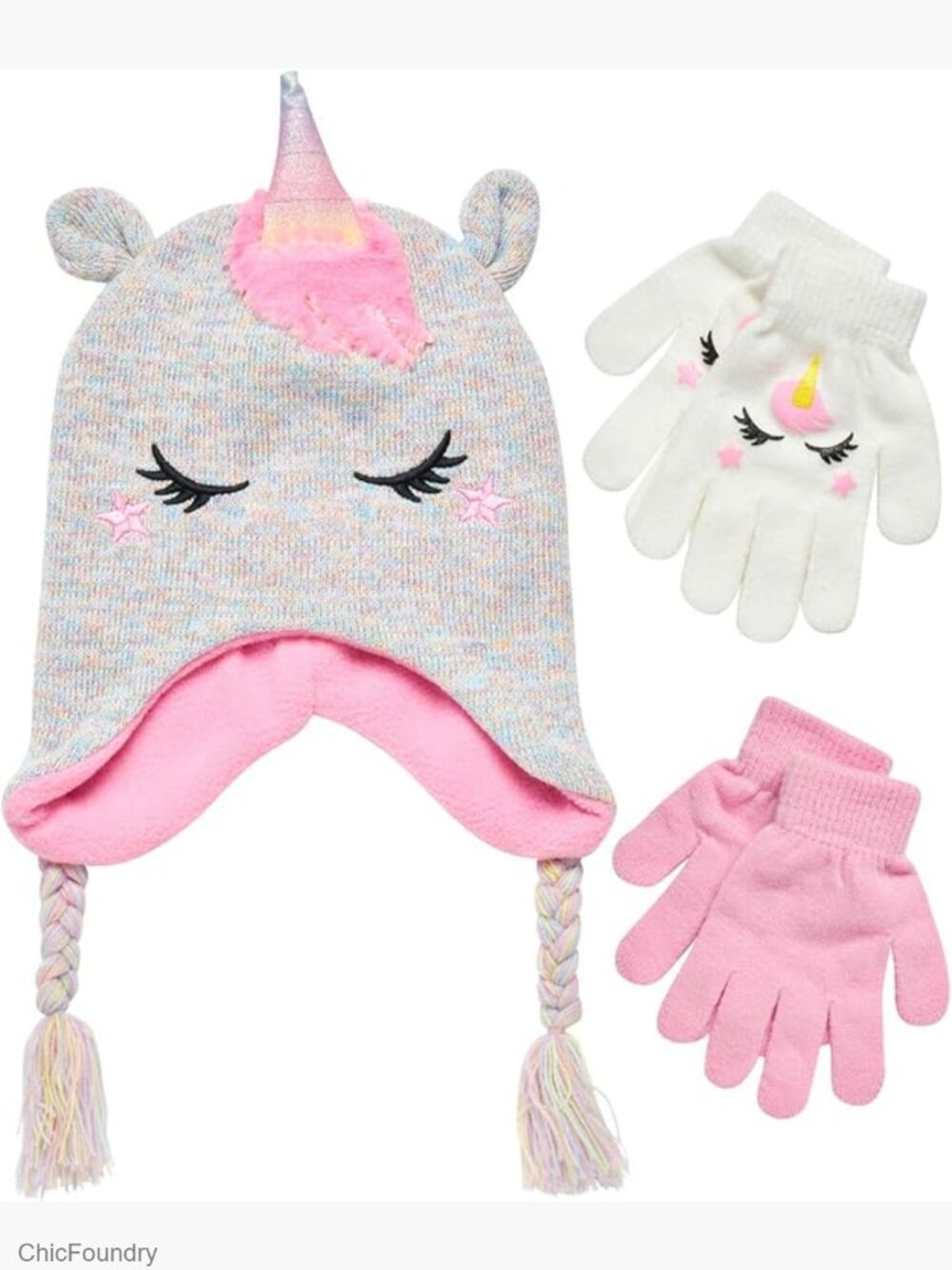 3-Piece Winter Hat and Gloves Set for Toddler/Little Girls